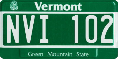 VT license plate NVI102