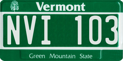 VT license plate NVI103