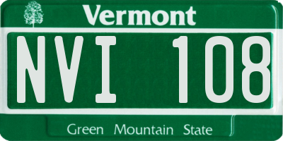 VT license plate NVI108
