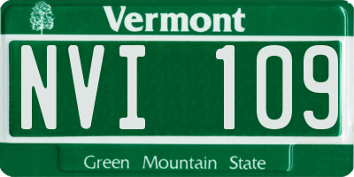 VT license plate NVI109