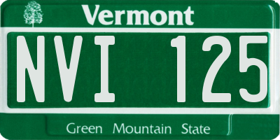 VT license plate NVI125
