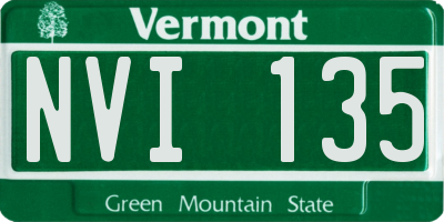 VT license plate NVI135