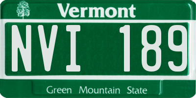 VT license plate NVI189