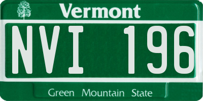 VT license plate NVI196