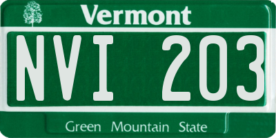 VT license plate NVI203