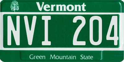 VT license plate NVI204