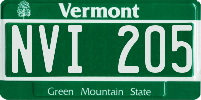 VT license plate NVI205