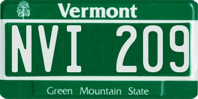 VT license plate NVI209