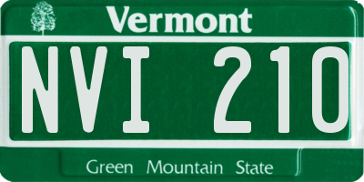 VT license plate NVI210