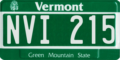 VT license plate NVI215
