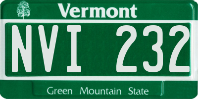 VT license plate NVI232