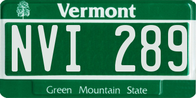 VT license plate NVI289