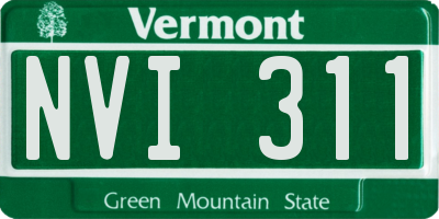 VT license plate NVI311