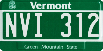 VT license plate NVI312