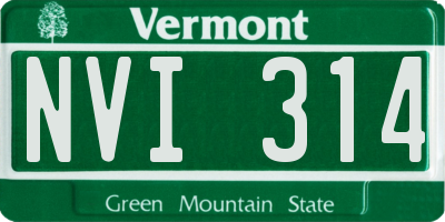 VT license plate NVI314