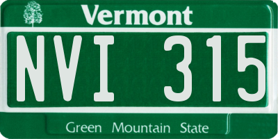 VT license plate NVI315