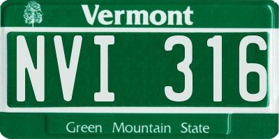 VT license plate NVI316
