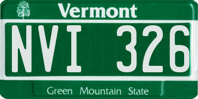 VT license plate NVI326
