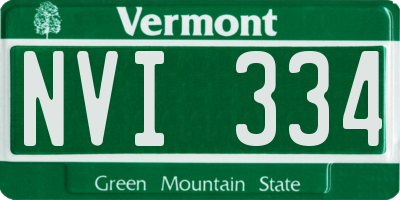 VT license plate NVI334