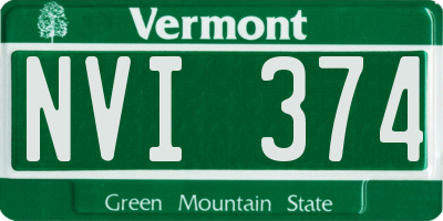 VT license plate NVI374