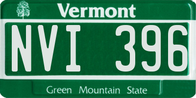 VT license plate NVI396
