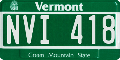 VT license plate NVI418