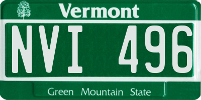 VT license plate NVI496