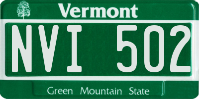 VT license plate NVI502