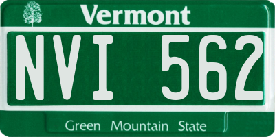 VT license plate NVI562
