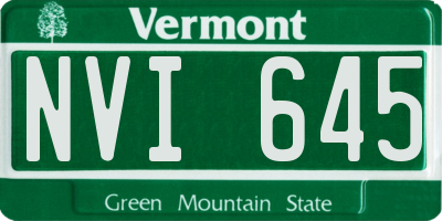 VT license plate NVI645