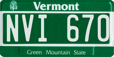 VT license plate NVI670