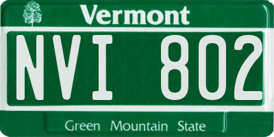 VT license plate NVI802