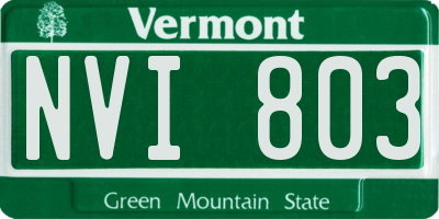 VT license plate NVI803