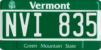 VT license plate NVI835