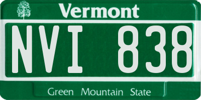VT license plate NVI838