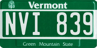 VT license plate NVI839