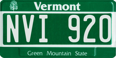 VT license plate NVI920