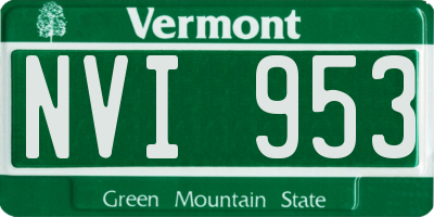 VT license plate NVI953