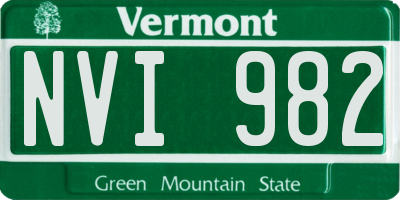 VT license plate NVI982