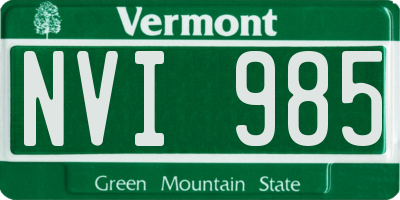 VT license plate NVI985