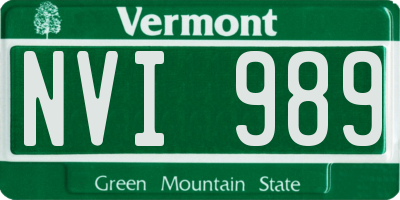 VT license plate NVI989