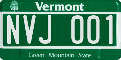 VT license plate NVJ001