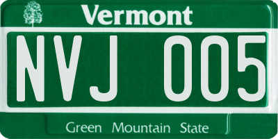 VT license plate NVJ005