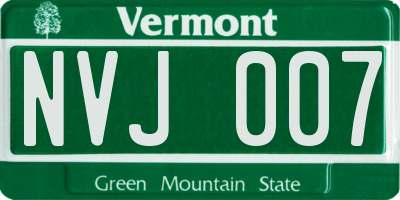 VT license plate NVJ007