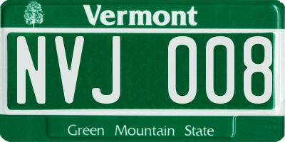 VT license plate NVJ008