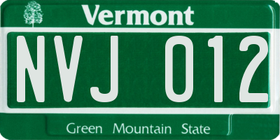 VT license plate NVJ012