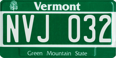 VT license plate NVJ032