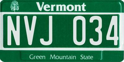 VT license plate NVJ034