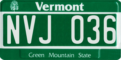 VT license plate NVJ036