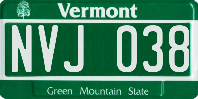 VT license plate NVJ038